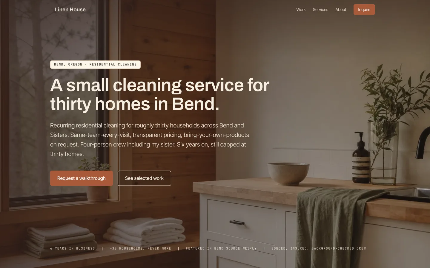 Linen House — example site built with ClientCasa