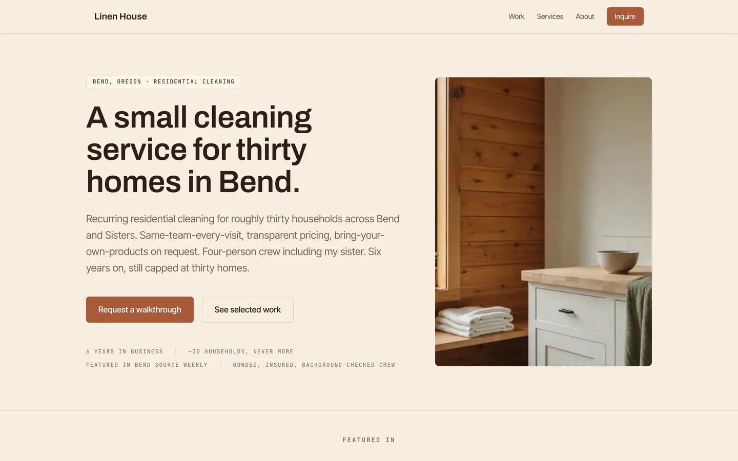 Linen House — demo site built with ClientCasa
