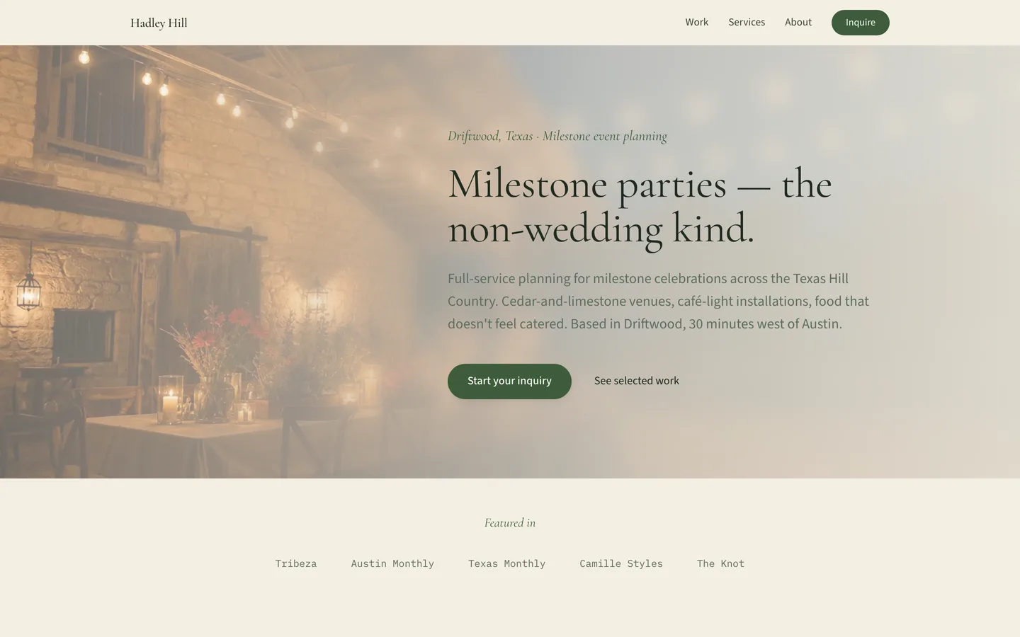 Hadley Hill — example site built with ClientCasa