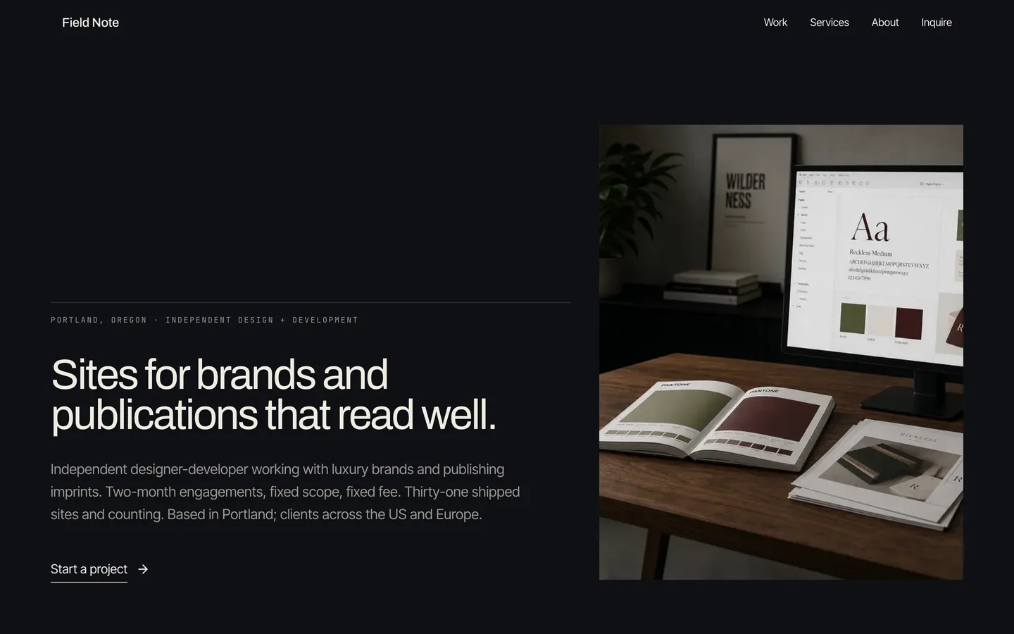 Field Note — example site built with ClientCasa