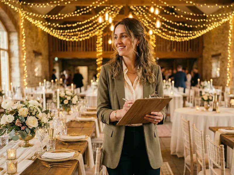 Event planner at a beautifully set venue
